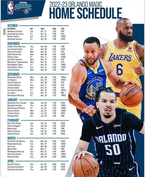 Calendário do Orlando Magic Temporada Regular NBA 2023.